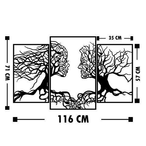 Decoratiune de perete, Love Tree, Tanelorn, 116x71 cm, metal