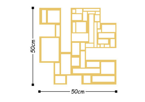 Decoratiune de perete, Squares Metal Decor, Metal, Dimensiune: 50 x 50 cm, Auriu