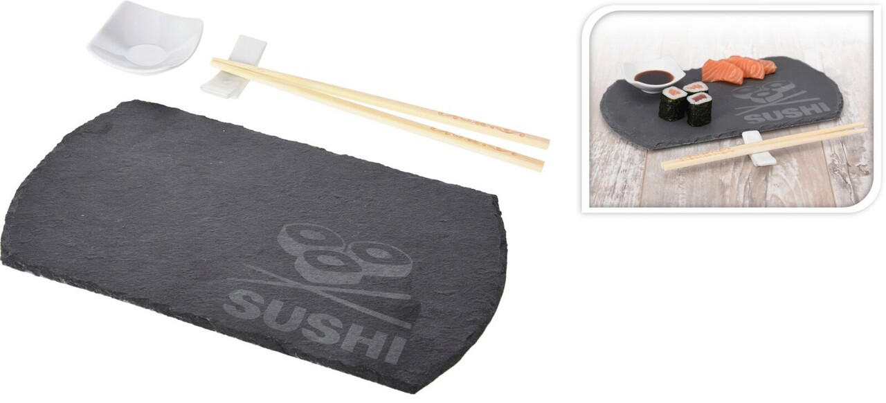 Set 4 piese pentru sushi Excellent Houseware, portelan, alb