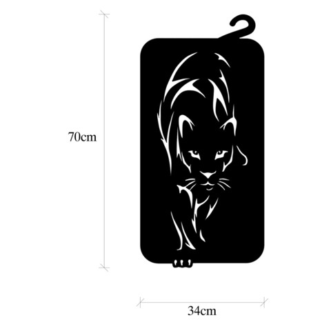 Decoratiune de perete, Puma 5, Metal, Dimensiune: 34 x 1,5 x 70 cm, Negru