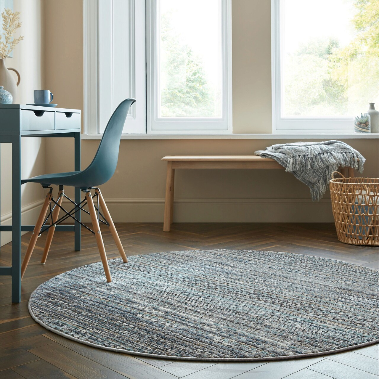 Covor Camino Blue, Flair Rugs, D140 cm, polipropilena, albastru