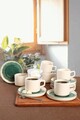 Set pentru ceai, Keramika, 275KRM1869, Ceramica , Nu absoarbe apa, Alb/Verde