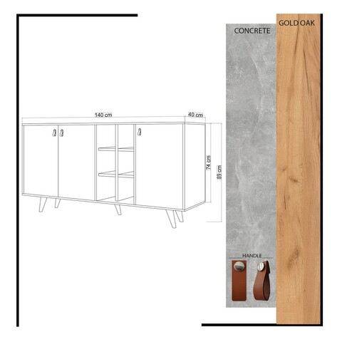 Consola, Mod Design, Prilika, 140x89x40 cm, Stejar / Alb