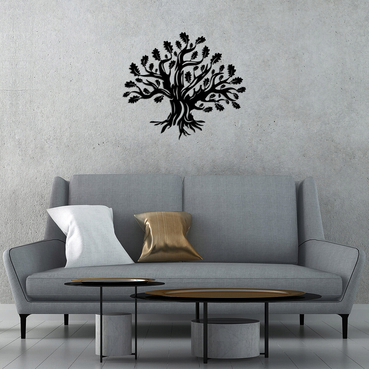 Decoratiune de perete, Monumental Tree 8, Metal, Dimensiune: 70 x 61 cm, Negru - 1 | YEO