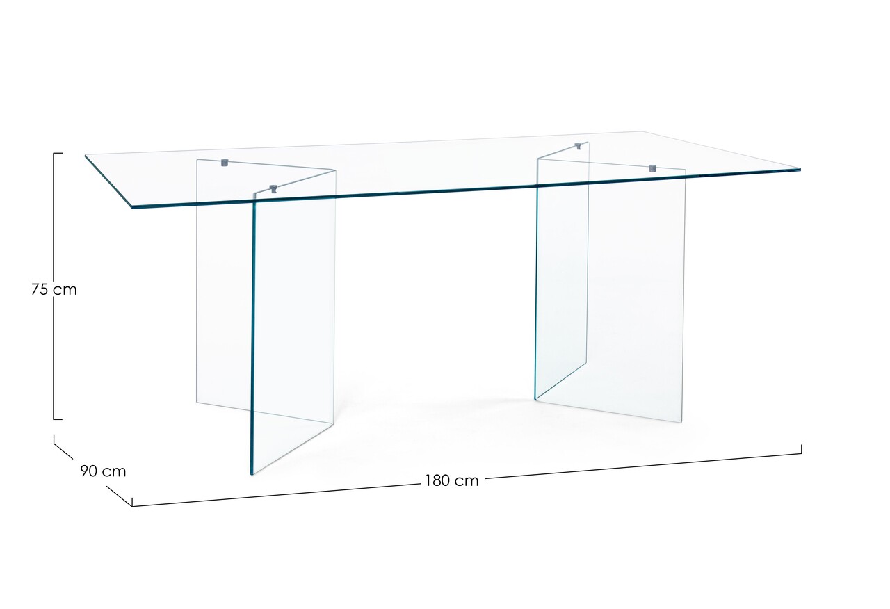 Masa Iride, Bizzotto, 180 x 90 x 75 cm, sticla - 2 | YEO