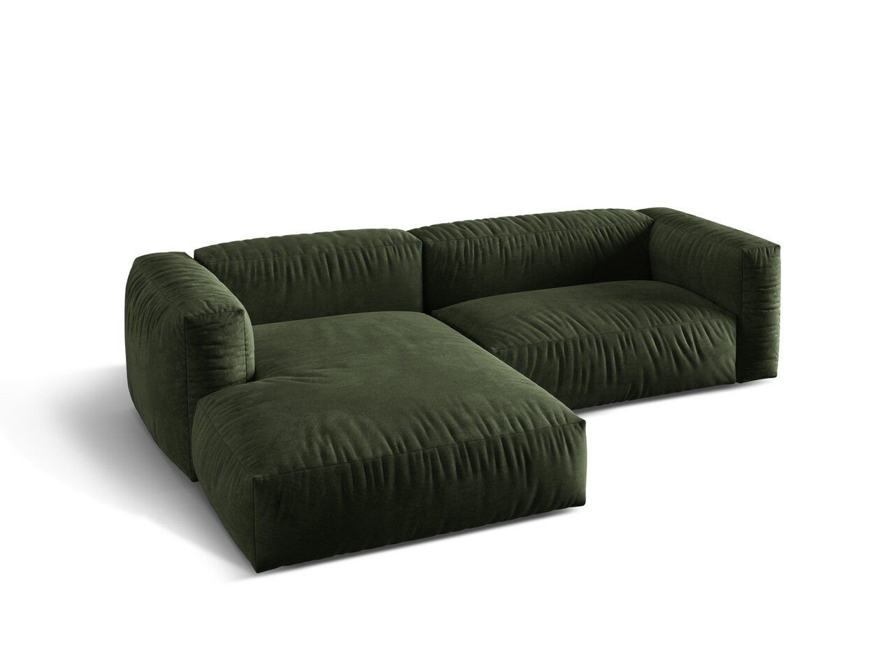 Coltar modular stanga 2 locuri, Martina-120, Micadoni Home, 283x176x75 cm, catifea, verde - 1 | YEO