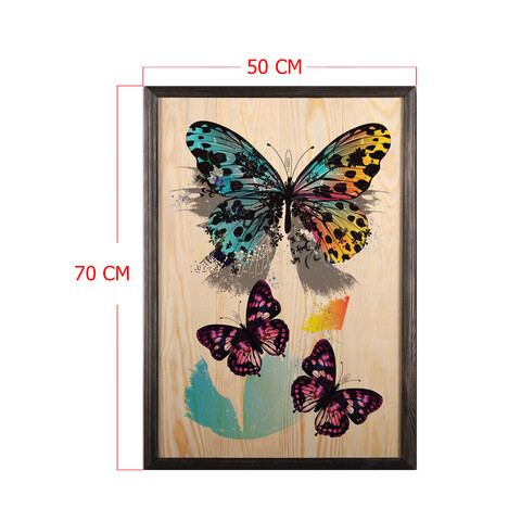 Tablou decorativ, Butterfly Dream XL, Lemn, Lemn, Multicolor