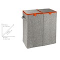 Cos pentru rufe, Wenko, Duo Felt Orange, 2 compartimente, 82 L, poliester/polipropilena, gri/portocaliu