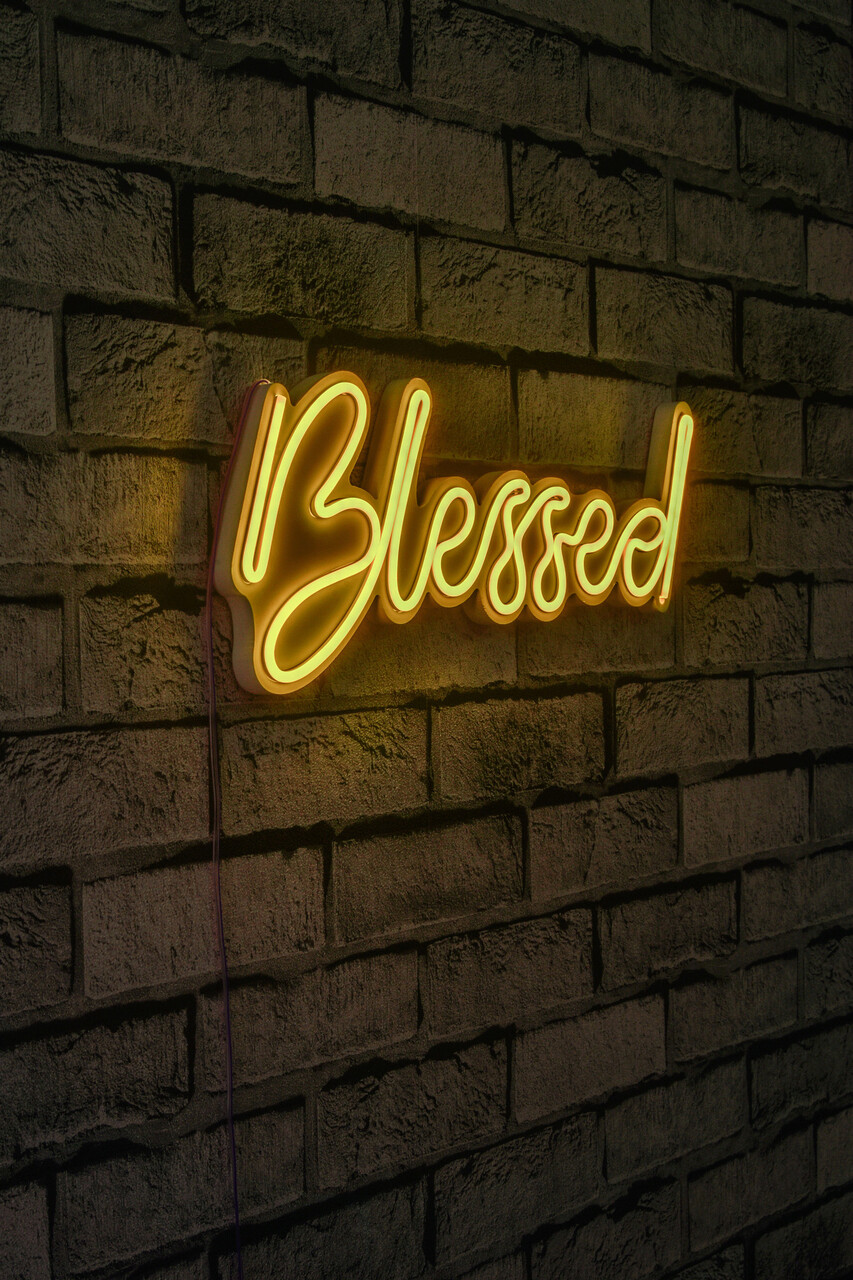 Decoratiune luminoasa LED, Blessed, Benzi flexibile de neon, DC 12 V, Galben