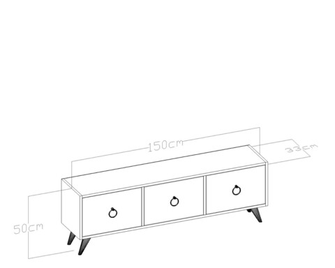 Comoda TV PERLA, Gauge Concept, 150x33x50 cm, PAL, tec/alb