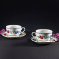 Set 6 cesti cu farfurie pentru cafea/ceai Kalina, Ambition, portelan, multicolor