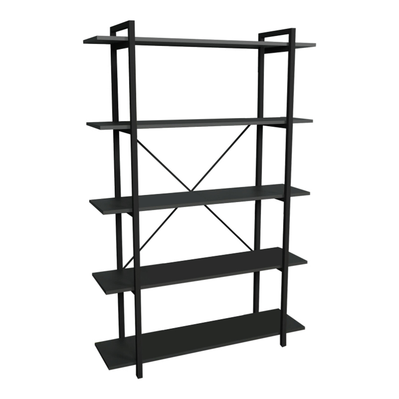 Corp biblioteca Reson, Pakoworld, 120x34x180 cm, PAL/metal, antracit/negru