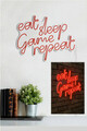 Decoratiune luminoasa LED, eat sleep game repeat, Benzi flexibile de neon, DC 12 V, Roșu