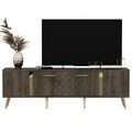 Comoda TV, Olivia, Detas, 150 x 48.2 x 35 cm, pal melaminat, nuc/auriu