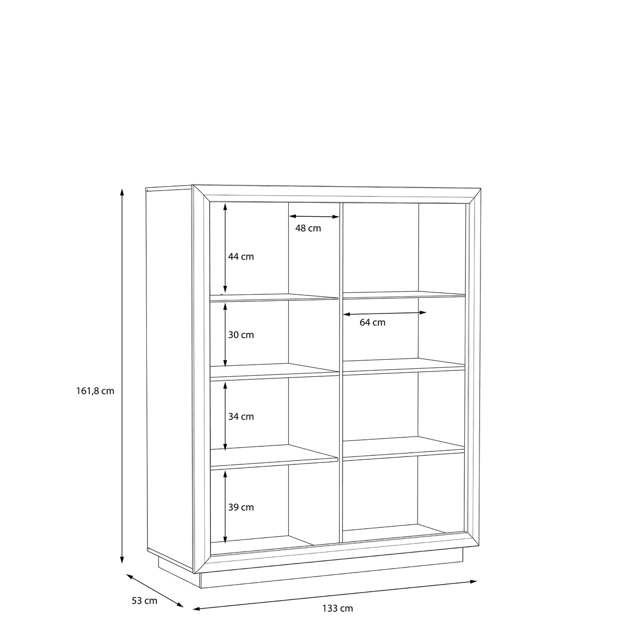 Dulap Brielle, Bedora, 133x53x161.8 cm, MDF/PAL/plastic, gri inchis/alb