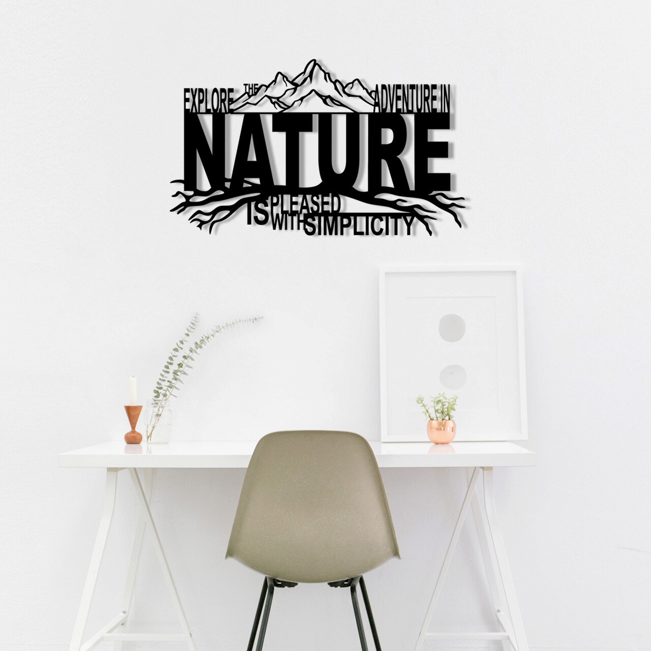 Decoratiune de perete, Nature, metal, 70 x 42 cm, negru - 2 | YEO