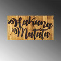 Decoratiune de perete, Hakuna Matata Motto, Lemn, Dimensiune: 30 x 3 x 58 cm, Nuc / Negru