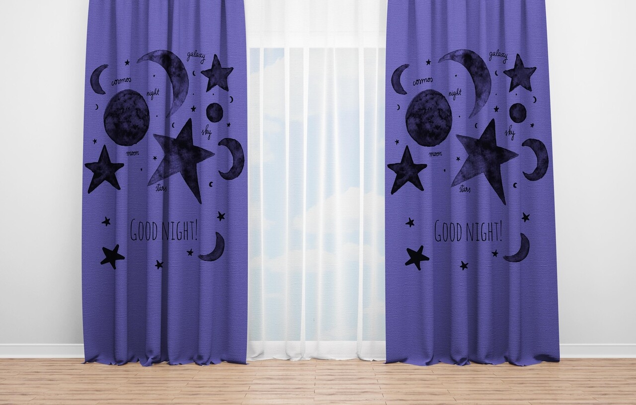 Set 2 draperii Stary, Oyo Kids, 140x240 cm, poliester, multicolor