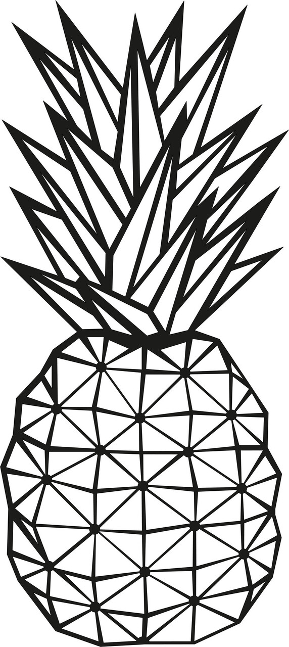 Decoratiune de perete, Pineapple, Metal, Dimensiune: 22 x 55 cm, Negru - 1 | YEO