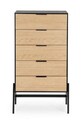 Comoda Allycia, Bizzotto, 64 x 40 x 115.5 cm, lemn de frasin/MDF, negru/natural