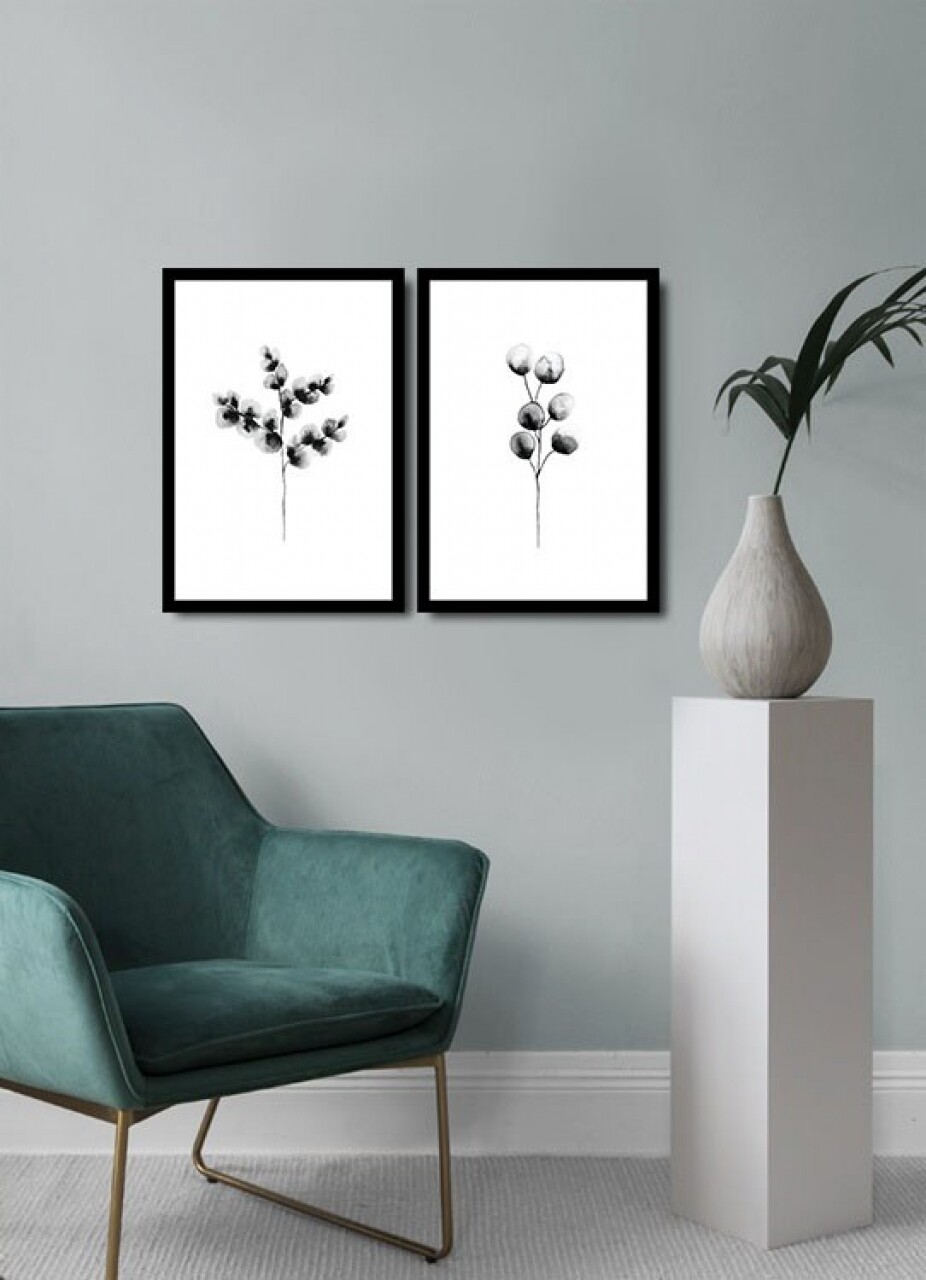 Set 2 tablouri decorative, Alpha Wall, Grey Twigs, 36x51 cm