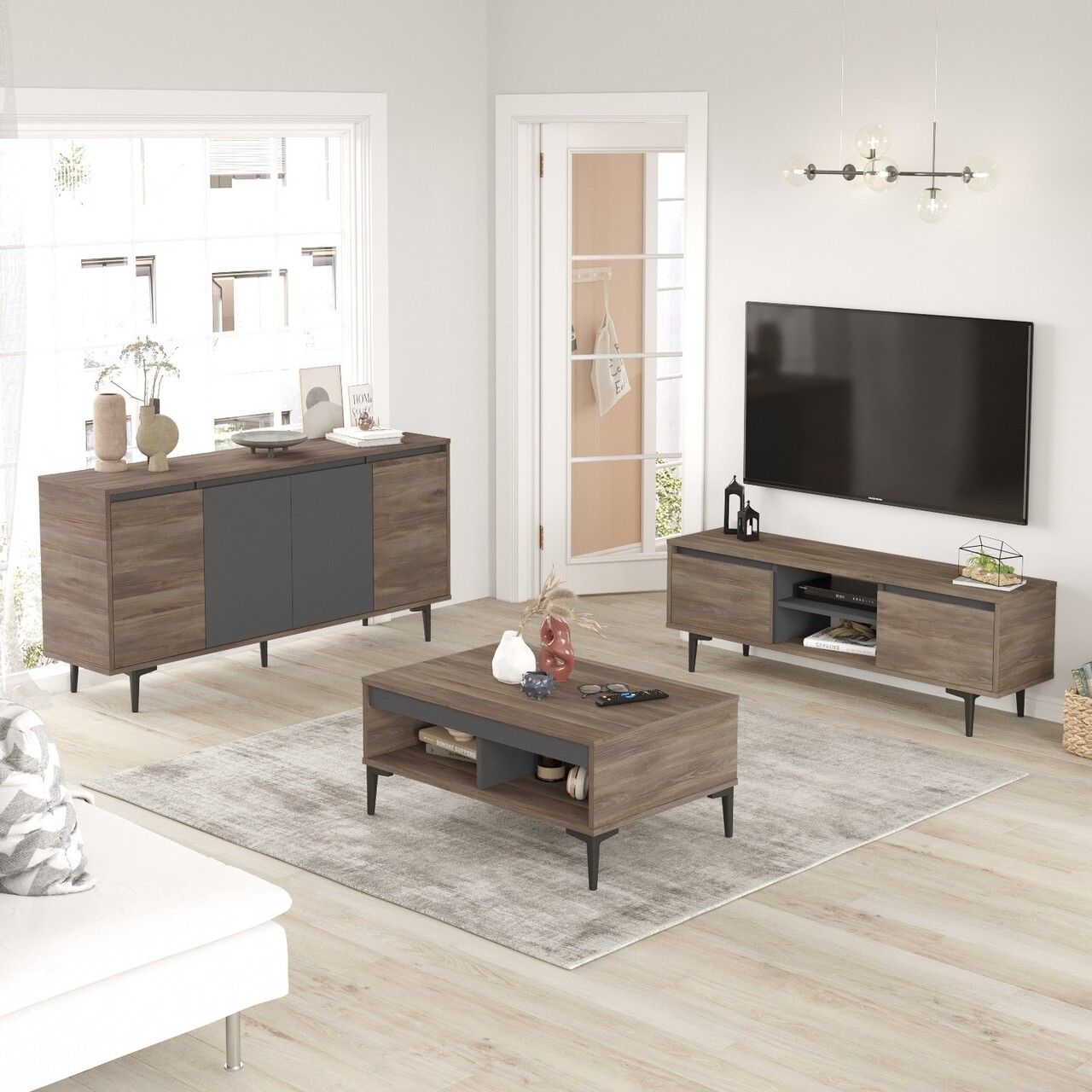 Mobilier Living, Locelso, AR13, Pal Melaminat, Nuc/antracit