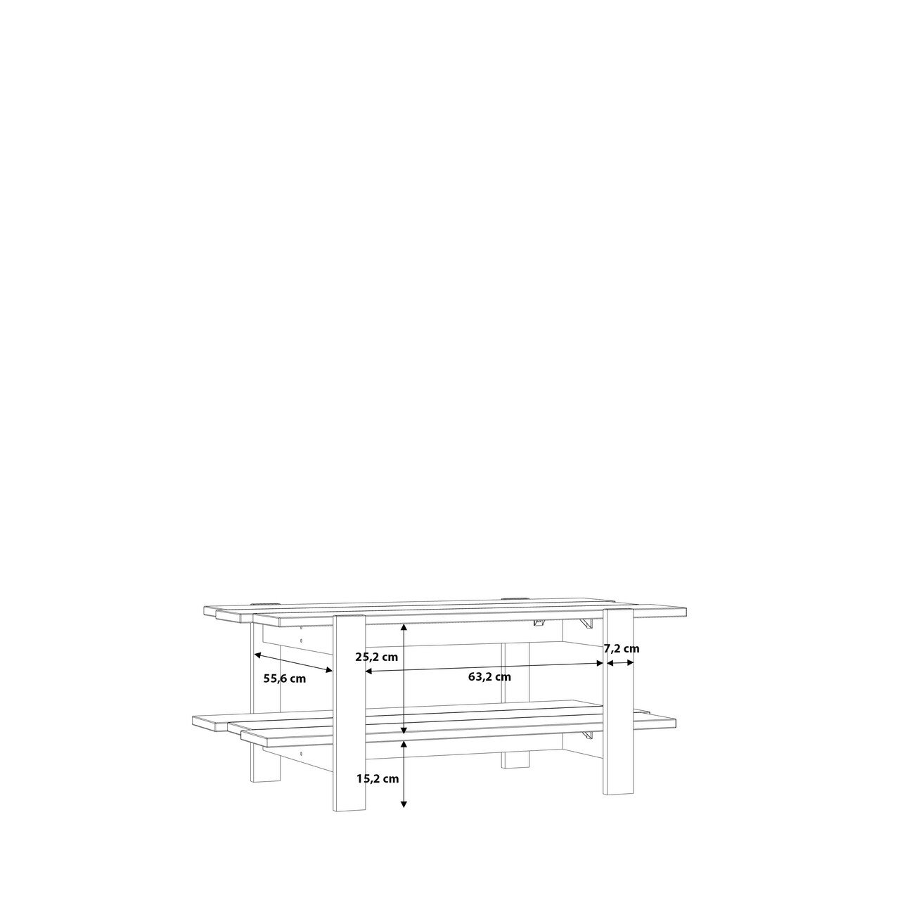 Masuta de cafea Capelle, Bedora, 110x60x45.5 cm, PAL, gri/stejar