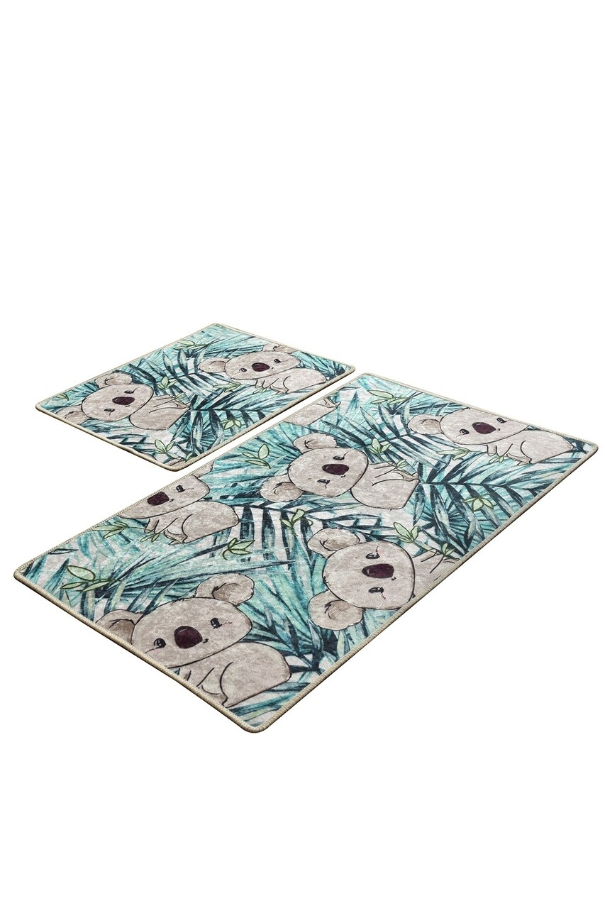 Set 2 covorase de baie Koala, Chilai, 50x60 cm/60x100 cm, verde - 1 | YEO