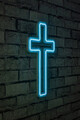 Decoratiune luminoasa LED, Cross Sign, Benzi flexibile de neon, DC 12 V, Albastru