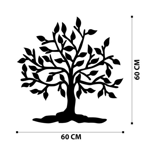 Decoratiune de perete, Kalp Agaç, Metal, Cadru: 100% LEMN (grosime: 3 cm), Negru