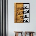 Decoratiune de perete, Think Outside The Box, 50% lemn/50% metal, Dimensiune: 42 x 58 cm, Nuc / Negru