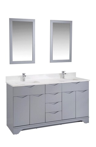 Set mobilier de baie (3 piese), Jussara, Teton 60, Gri