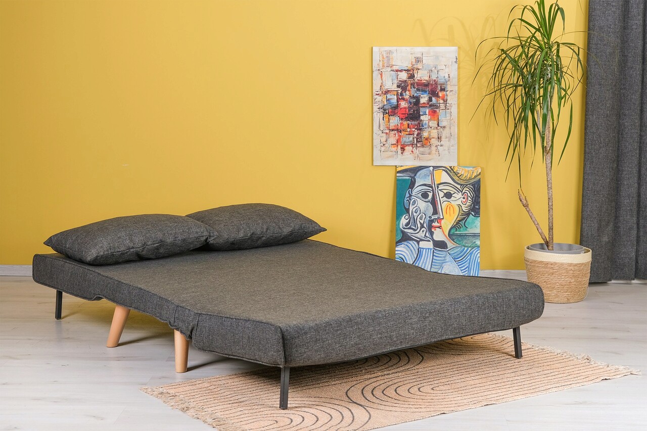 Canapea extensibilă cu 2 locuri, Futon, 859FTN2714, Metal , Gri inchis - 2 | YEO