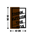 Decoratiune de perete, Think Outside The Box, 50% lemn/50% metal, Dimensiune: 42 x 58 cm, Nuc / Negru