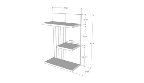 Raft de perete Kinik, Kalune Design, 40x19x60 cm, alb