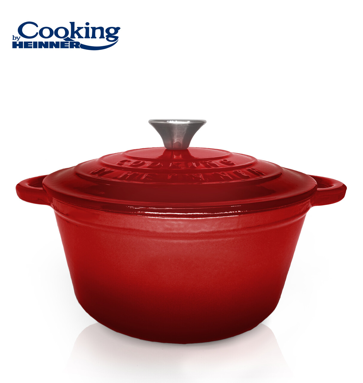 Oala cu capac Red Line, Cooking by Heinner, 24x11.5 cm, 4 L, fonta/inox, rosu - 1 | YEO