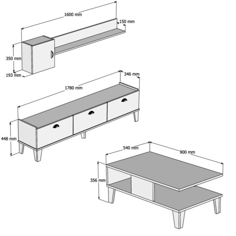 Set mobilier living, Almaren, Sumer G5030, PAL, Stejar / Marmură