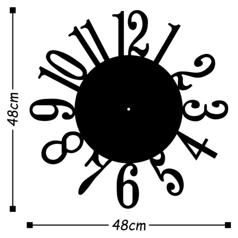 Ceas de perete, Metal Wall Clock 14, Metal, Dimensiune: 48 x 48 cm, Negru