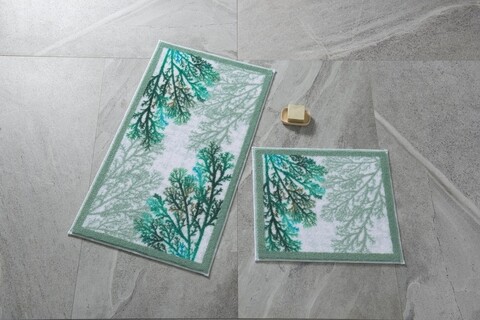 Set 2 covorase de baie Coral, Confetti, 50x57 cm/57x100 cm, verde