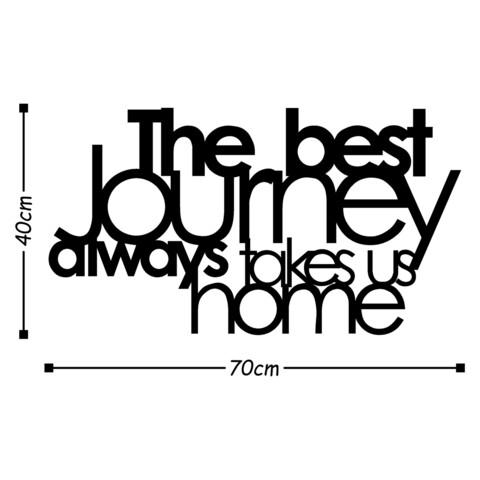 Decoratiune de perete, The Best Lourney Always, Metal, 70 x 40 cm, Negru