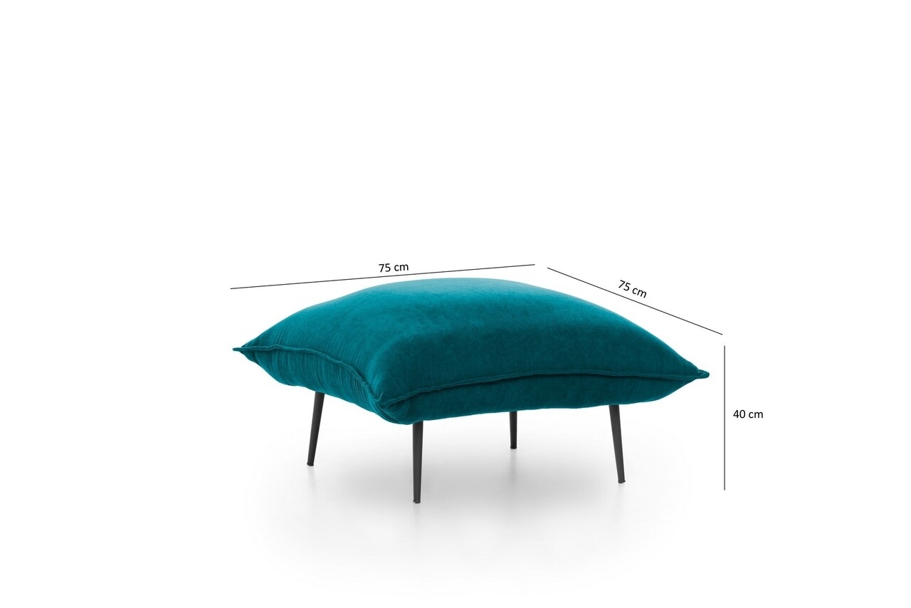 Taburet Aspen, Futon, 75x75x40 cm, metal, verde petrol - 1 | YEO