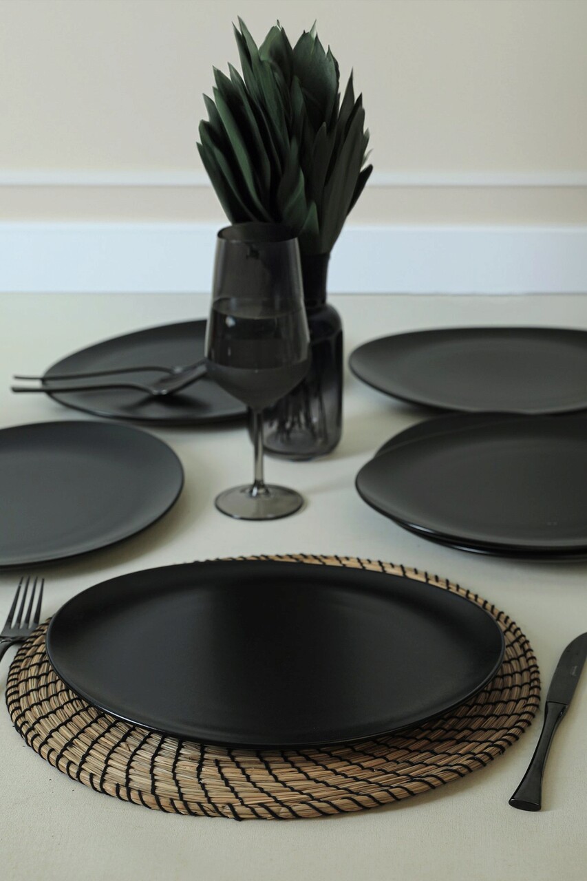 Set platouri pentru servire, Keramika, 275KRM2161, 100% CERAMICA / , Nu absoarbe apa, Negru mat