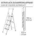 Scara pliabila, Wenko, 4-step, 44 x 153 x 5.5 cm, aluminiu/plastic, alb