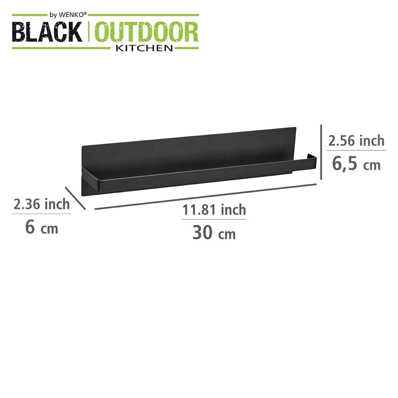 Suport Magnetic Pentru Servetele De Bucatarie, Wenko, Ima Black, 30 X 6 X 6.5 Cm, Metal, Negru