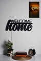 Decoratiune luminoasa LED, Welcome Home, MDF, 60 LED-uri, Galben