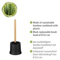 Perie pentru toaleta cu suport Bambusa, Wenko, 14x38 cm, plastic/polipropilena/bambus, negru/natur