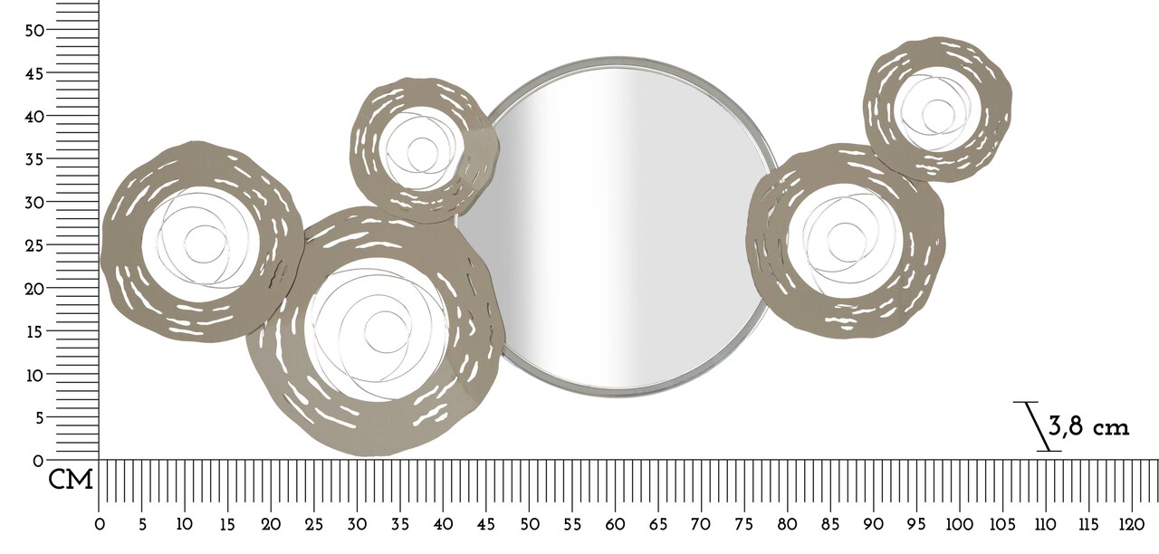 Decoratiune de perete cu oglinda Hop, Mauro Ferretti, 106x48 cm, fier/MDF/oglinda, argintiu - 1 | YEO