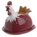 Recipient pentru unt Chicken, InArt, 16x13x15, ceramica, rosu