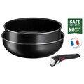 Set 3 piese pentru gatit, Tefal, Ingenio Easy Cook & Clean, aluminiu, negru