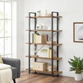 Biblioteca Vasagle, 105 x 33.5 x 177.5 cm, PAL/otel, 5 rafturi, maro rustic